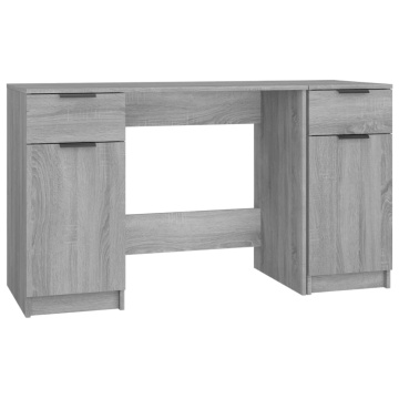Birou cu dulap lateral, gri sonoma, lemn prelucrat - Img 2