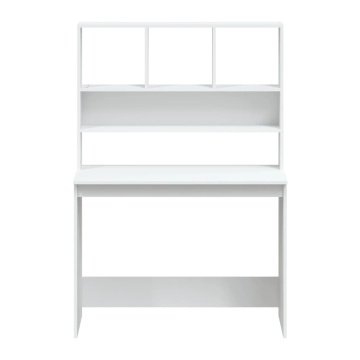 Birou cu rafturi, alb, 102x45x148 cm, lemn compozit - Img 8