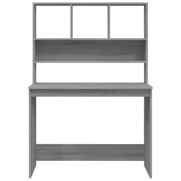 Birou cu rafturi, gri sonoma, 102x45x148 cm, lemn compozit - Img 8