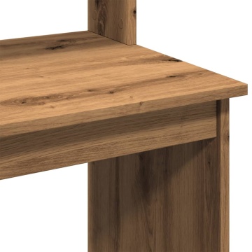 Birou cu rafturi stejar artizanal 102x45x148 cm, lemn prelucrat - Img 6