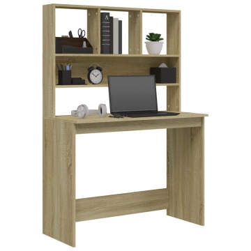 Birou cu rafturi, stejar sonoma, 102x45x148 cm, lemn compozit - Img 4