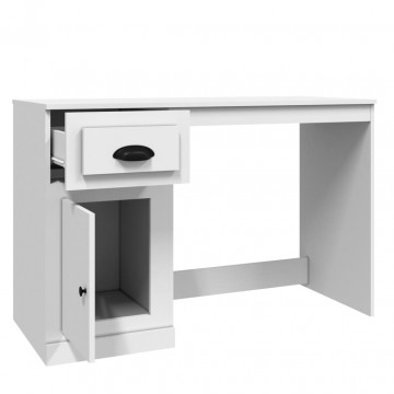 Birou cu sertar, alb, 115x50x75 cm, lemn prelucrat - Img 7