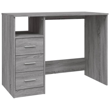 Birou cu sertare gri sonoma 102x50x76 cm lemn prelucrat - Img 2