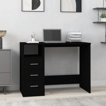 Birou cu sertare, negru, 102x50x76 cm, lemn prelucrat - Img 1