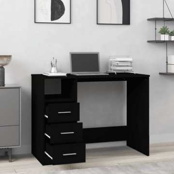 Birou cu sertare, negru, 102x50x76 cm, lemn prelucrat - Img 3