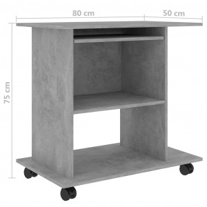 Birou de calculator, gri beton, 80 x 50 x 75 cm, PAL - Img 5
