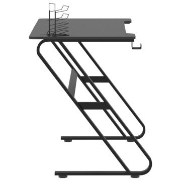 Birou de gaming cu picioare în formă de ZZ, negru, 110x60x75 cm - Img 8