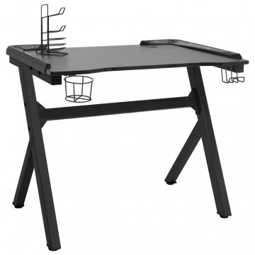Birou de gaming LED cu picioare în formă de Y negru 90x60x75 cm - Img 3