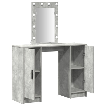 Birou de toaletă cu lumini LED Gri beton 102x33x135 cm - Img 4