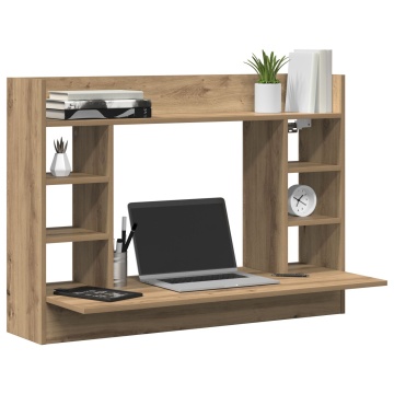 Birou montat pe perete Stejar artisan 105x48x75 cm Lemn ingineresc - Img 3