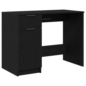 Birou Negru din Stejar - 100x50x75 cm - Fabricat din Lemn Prelucrat - Img 2