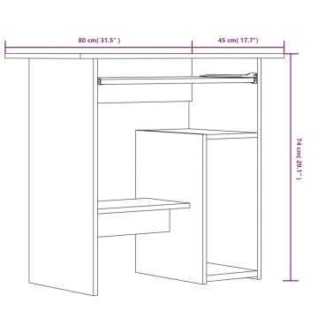 Birou, stejar fumuriu, 80x45x74 cm, lemn prelucrat - Img 6