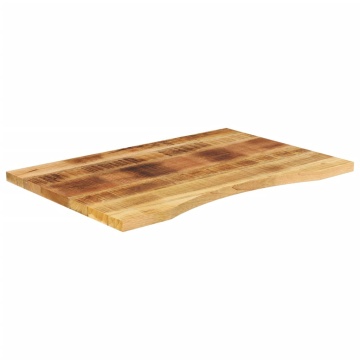 Blat birou cu decupaj curbat 80x60x2,5 cm lemn masiv mango brut - Img 2