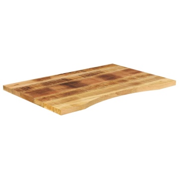 Blat birou cu decupaj curbat 90x50x2,5 cm lemn masiv mango brut - Img 2