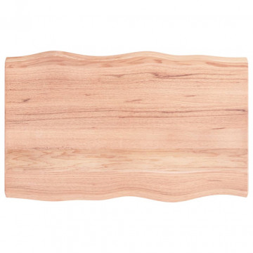 Blat birou maro deschis 80x50x4 cm, lemn masiv stejar tratat - Img 1