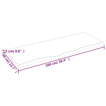 Blat de baie, 100x40x2 cm, lemn masiv netratat - Img 5