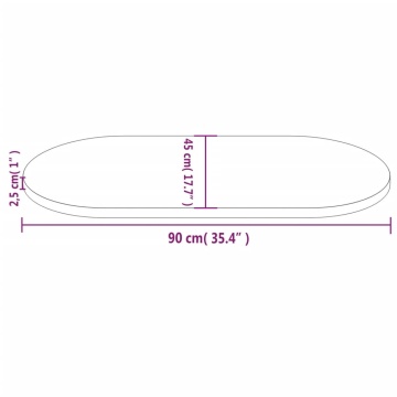 Blat de masă, 90x45x2,5 cm, lemn masiv de pin, oval - Img 6