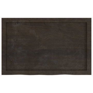 Blat de masă maro 80x50x(2-4) cm, lemn masiv stejar tratat - Img 4