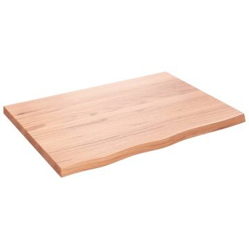 Blat de masă maro 80x60x(2-4) cm, lemn masiv stejar tratat - Img 2