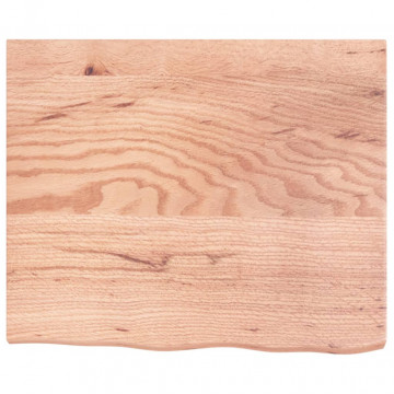 Blat de masă maro deschis 60x50x4 cm, lemn masiv stejar tratat - Img 3