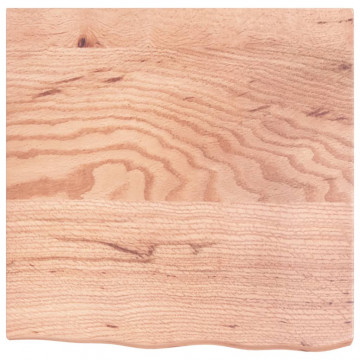 Blat de masă maro deschis 60x60x4 cm, lemn masiv stejar tratat - Img 3