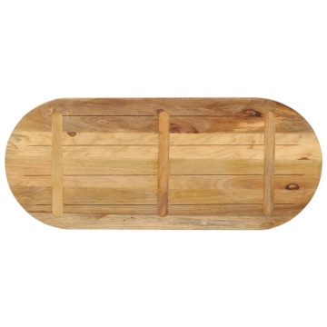 Blat de masă oval, 110x40x2,5 cm, lemn masiv mango brut - Img 8