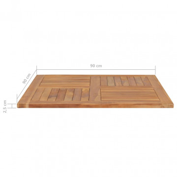 Blat de masă pătrată, 90 x 90 x 2,5 cm, lemn masiv de tec - Img 4