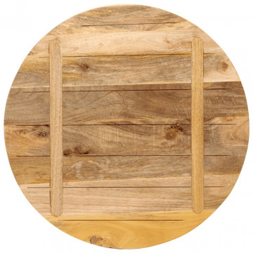 Blat de masă rotund, Ø 90x3,8 cm, lemn masiv de mango brut - Img 8