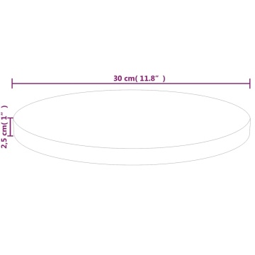 Blat de masă rotund, Ø30x2,5 cm, lemn masiv stejar netratat - Img 4
