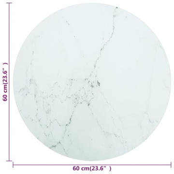 Blat masă alb Ø60x0,8 cm, sticlă securizată cu design marmură - Img 4
