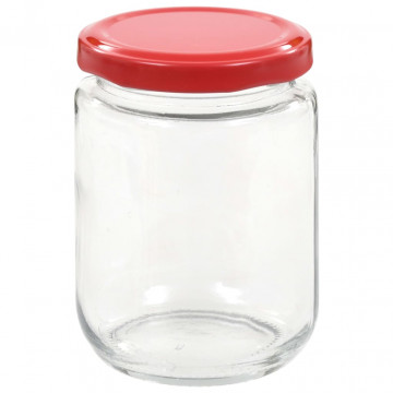 Borcane din sticlă pentru gem, capac roșu, 48 buc., 230 ml - Img 4