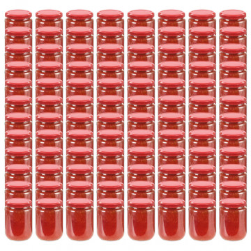 Borcane din sticlă pentru gem, capace roșii, 96 buc., 230 ml - Img 1