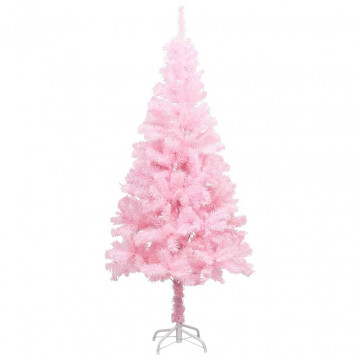 Brad Crăciun pre-iluminat cu set globuri, roz, 120 cm, PVC - Img 2