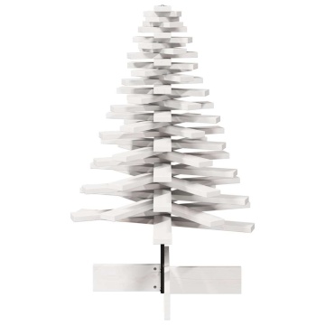 Brad de Crăciun decorativ, alb, 100 cm, lemn de pin masiv - Img 4