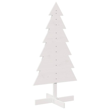 Brad de Crăciun decorativ, alb, 120 cm, lemn de pin masiv - Img 2