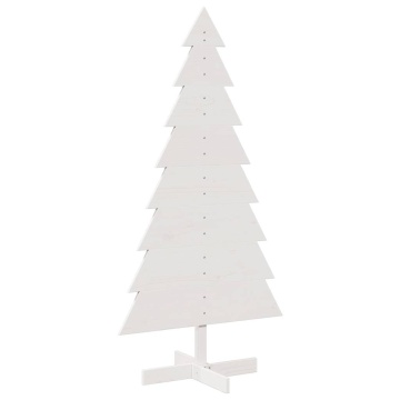 Brad de Crăciun decorativ, alb, 150 cm, lemn de pin masiv - Img 2