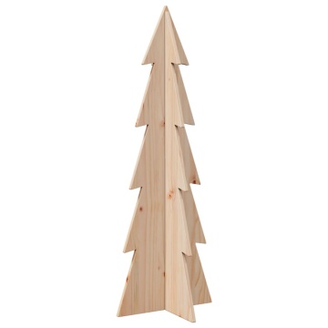 Brad de Crăciun din lemn decorativ, 112 cm, lemn de pin masiv - Img 2