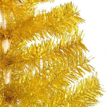 Brad de Crăciun pre-iluminat cu set globuri, auriu, 240 cm, PET - Img 4