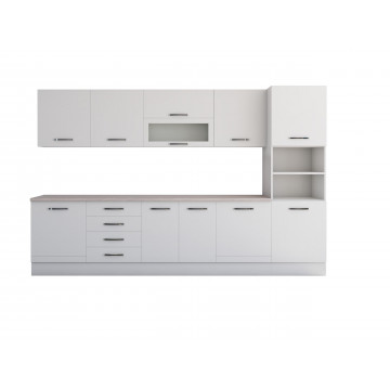 Bucatarie Alfa 320, alb, blat termic travertin, corp pentru cuptor incorporabil - Img 5