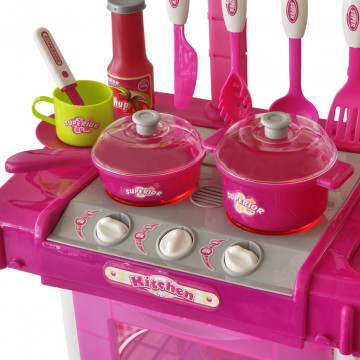 Bucătărie de jucărie pentru copii cu lumini și efecte sonore, Roz - Img 2