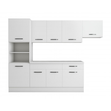 Bucatarie Sofia 260 cm, Alb, Blat termic alb, Corp cuptor incorporabil - Img 6