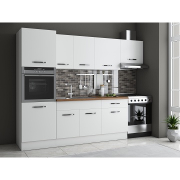 Bucatarie Sofia 260 cm, Alb, Blat termic nuc, Corp cuptor incorporabil - Img 1
