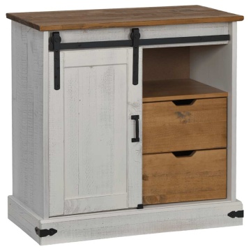 Bufetă HALDEN cu uşă glisantă alb 80x40x80 cm lemn masiv - Img 2