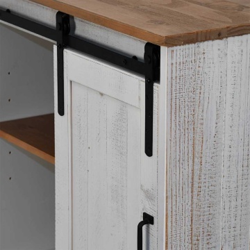 Bufetă HALDEN cu uşă glisantă alb 80x40x80 cm lemn masiv - Img 7