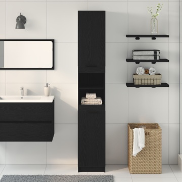 Cabinet de baie din stejar negru - 32x34x188.5 cm - Img 4
