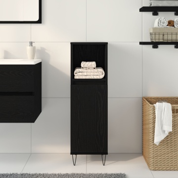 Cabinet de baie Negru Stejar 30x30x100 cm Lemn prelucrat - Img 4