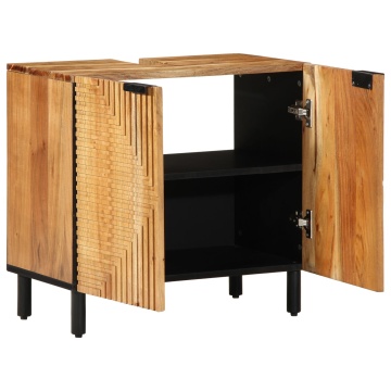 Cabinet de chiuvetă pentru baie 62x33x58 cm din lemn masiv de acacia - Img 2