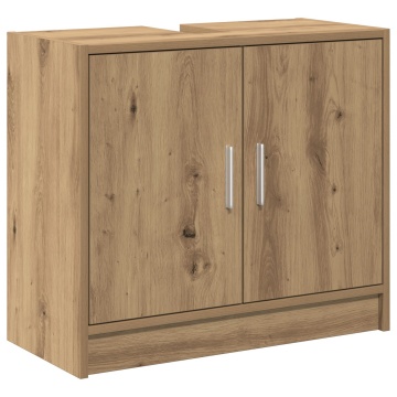 Cabinet pentru chiuvetă stejar artizanal 63x29x55 cm lemn prelucrat - Img 2
