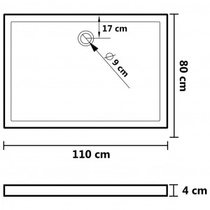 Cădiță de duș dreptunghiulară din ABS, negru, 80 x 110 cm - Img 3