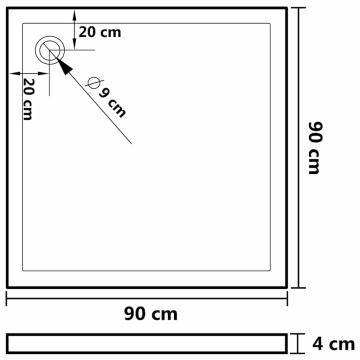Cădiță de duș pătrată din ABS, 90x90 cm - Img 8